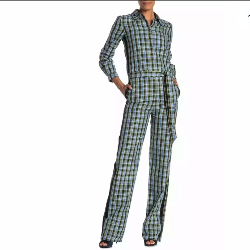 Burberry Lampton Check Tie Waist Jumpsuit